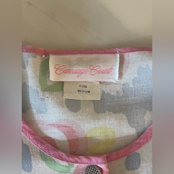 Vintage Carriage Court Floral House Dress Size M Cottagecore Pastel Snap Button - Picture 4 of 7